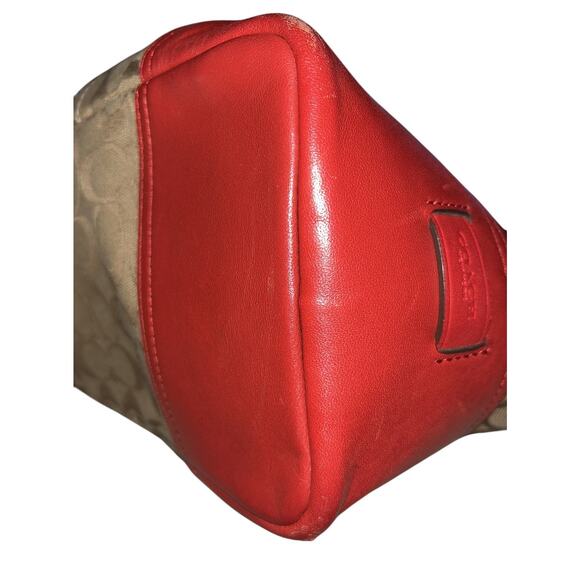 Coach Hadley Signature Tan & Red Leather Duffle Bag F289181 Authenticated - Picture 12 of 13